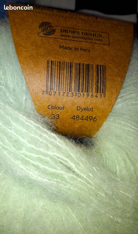 4 pelotes neuves (📏380M-⚖️68G au total) BRUSHED ALPACA SILK 77% alpaga et 23% soie de DROPS 3 coloris assortis (14 BRUME MATINALE + 33 GLACE PISTACHE + 28 BLEU PACIFIQUE) (image 18)
