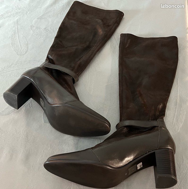 Bottes similicuir à talons PRIX EN BAISSE (image 3)