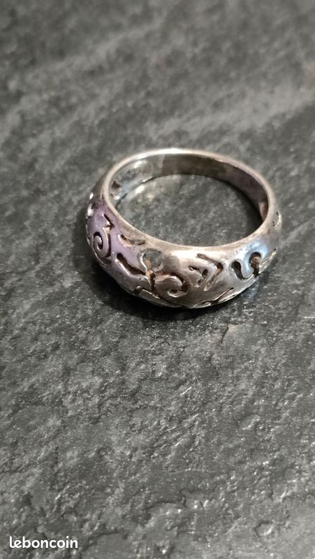 Bague En Argent Vermeil Taille 54/55 - Style Doré - Occasion - Bijou Vintage