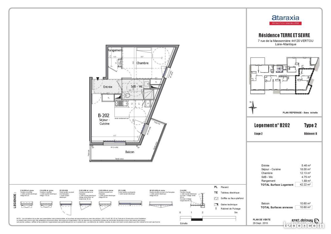 Appartement a louer vertou - 2 pièce(s) - 42 m2 - Surfyn