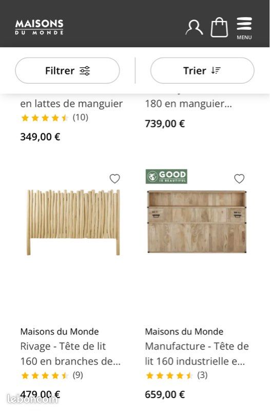 Tête de lit en bois (image 1)