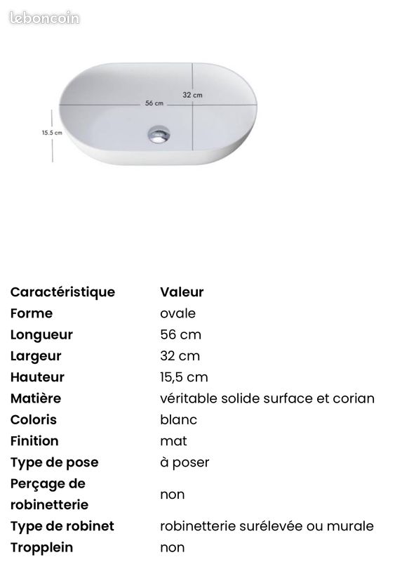 Vasque à poser en solid surface (image 4)