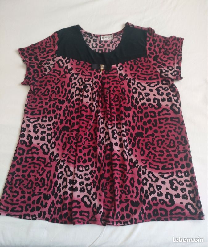Haut femme léopard rose fuchsia L/40 (image 5)