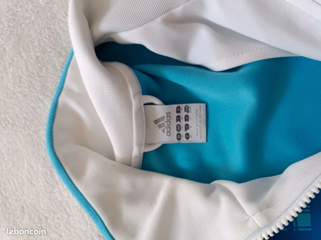Adidas OM Olympique de Marseille Veste Survêtement Homme Taille M Blanche Bleue Vintage 2010 (image 4)