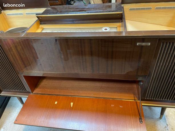 Meuble Hifi Vintage Grundig / Schaub Lorenz Années 50-60 En Bois Massif