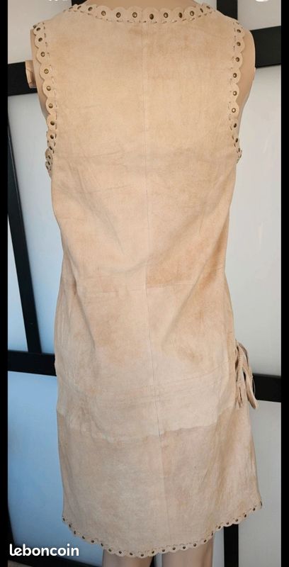 Robe YUBA 100% cuir suède agneau S 36 38 bohème clous festival Coachella western chic (image 9)