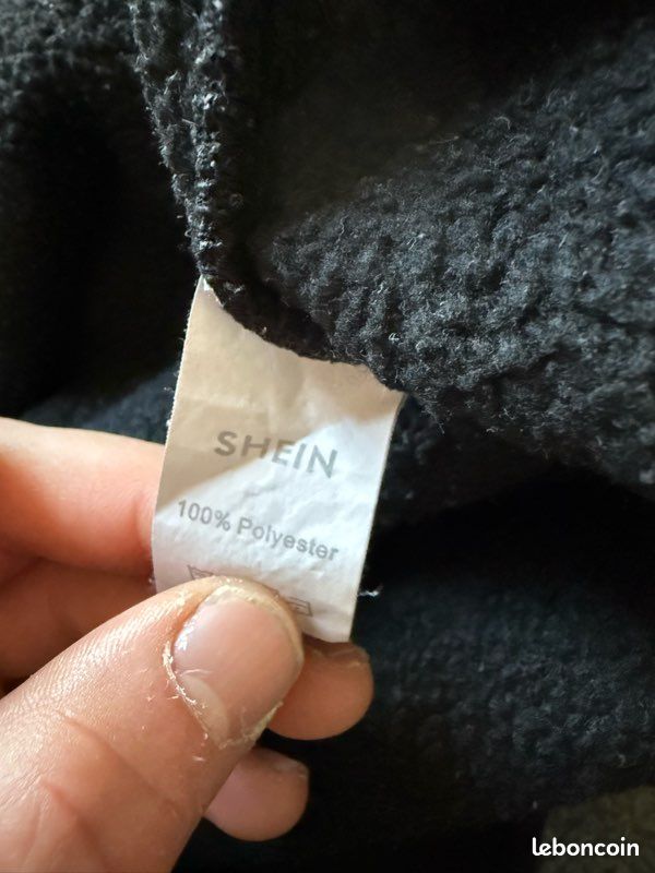 Hoodie noir à capuche doublée et lien tressé – SHEIN – Taille M (image 5)