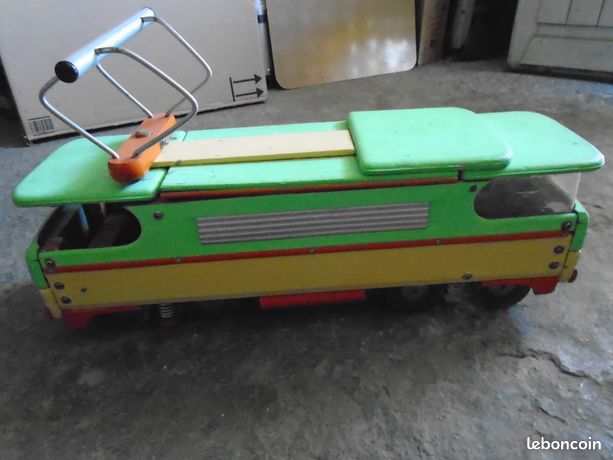 Locomotive Jouet Ancien Bois DEJOU 1976 – Loco Porteur 8 Roues Bielles Mobiles
