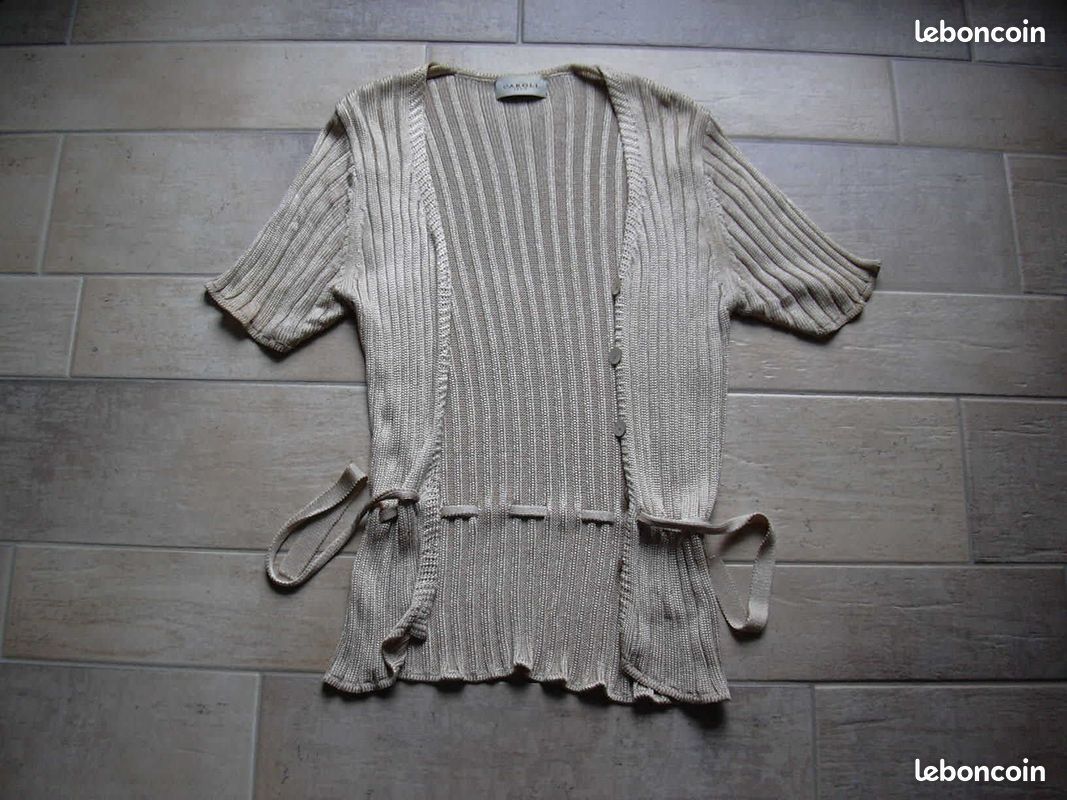 Gilet beige brillant CAROLL taille 38 (MGRE) (image 1)