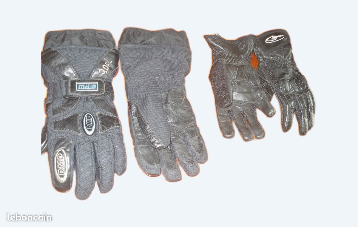2 paires de gants moto femme été et hiver en cuir (image 1)