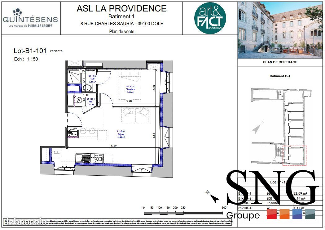 Appartement a louer dole - 2 pièce(s) - 35 m2 - Surfyn