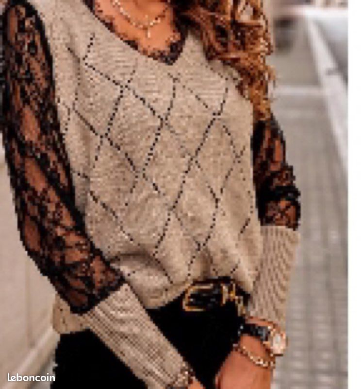 Pull en tricot ajouré en dentelle (image 1)