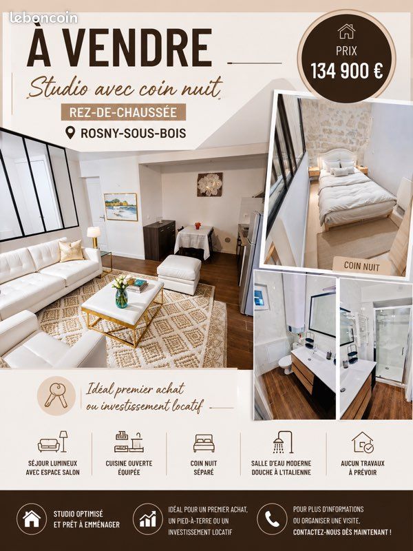 Appartement 1 pièce 29 m² · à Rosny-sous-Bois · 29 m² · 134 500 €