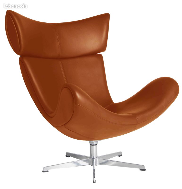 Fauteuil avec repose-pieds en cuir (image 4)