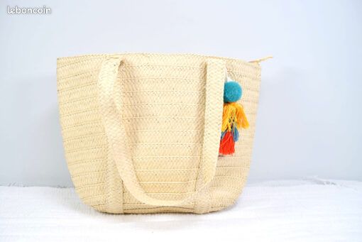 Sac été cabas paille pompon (image 1)