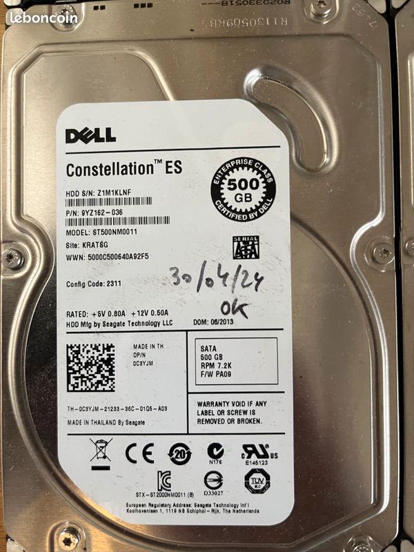 Disque dur 3,5 pouces 500GB Dell constellation (image 3)
