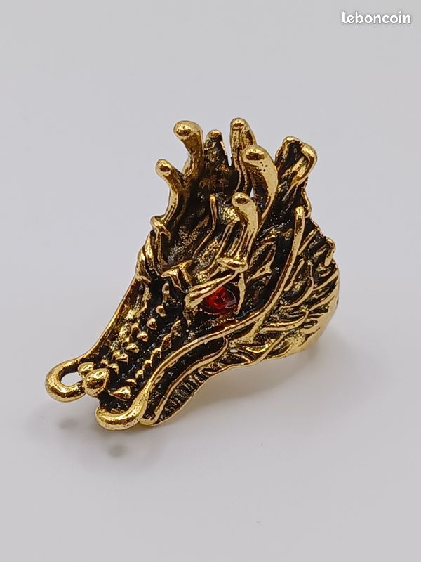 Bague Vintage Tête D'animal En Métal Doré - Occasion En Bon état, Marque Animal