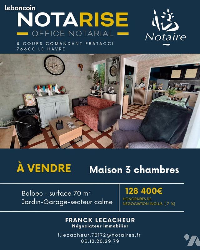 Maison 4 pièces 70 m² · à Bolbec · 70 m² · 128 400 €