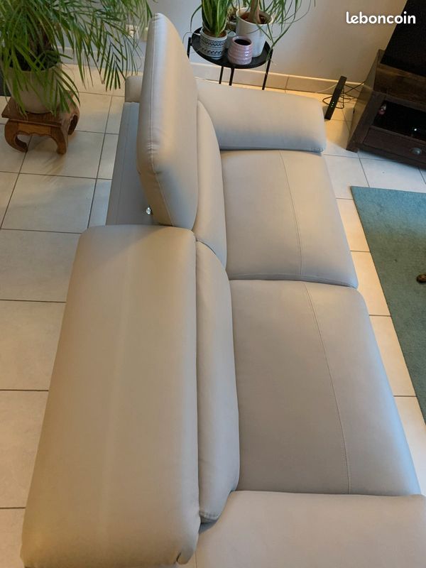 Canapé Cuir Beige Design (image 5)