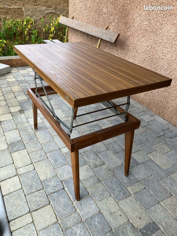 TABLE MODULABLE du Designer Albert Ducrot à système portefeuille année 1970 (image 5)