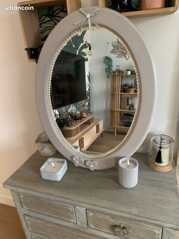 Miroir Shabby ovale bois (image 2)