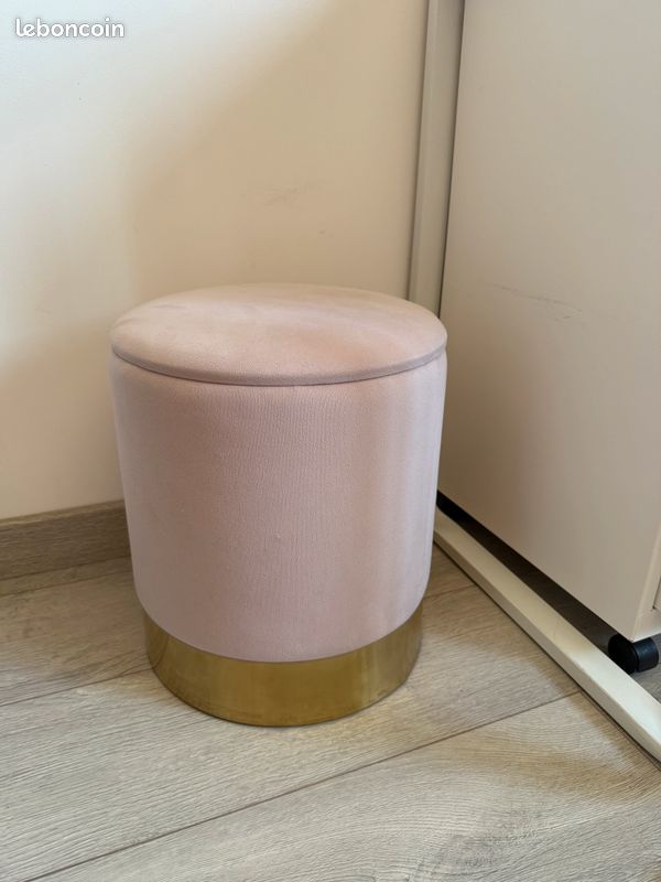 Pouf coffre rose/or (image 2)
