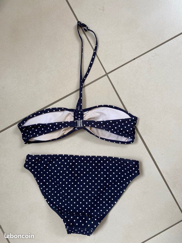Maillot de bain 2 pièces kiabi 12 ans bleu marine à pois (image 2)