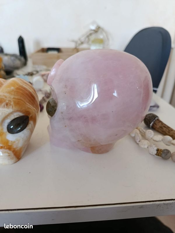 Crane de cristal quartz rose, labradorite et rhodocrosite (image 2)