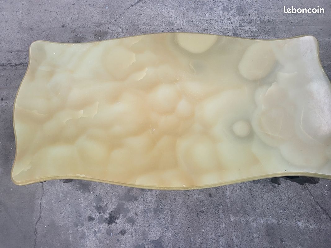Table basse en fer et pierre vernis (image 3)
