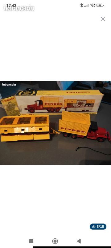 Dinky Toys 1/43 Camion GMC Pinder – Remorque Fauves N°881 – Rare Collection France