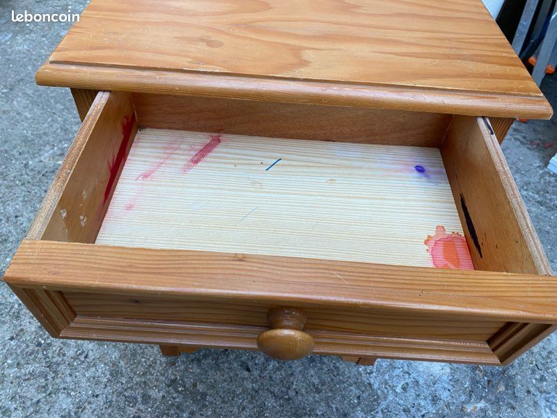 Table de chevet bois tiroir + placard (image 9)