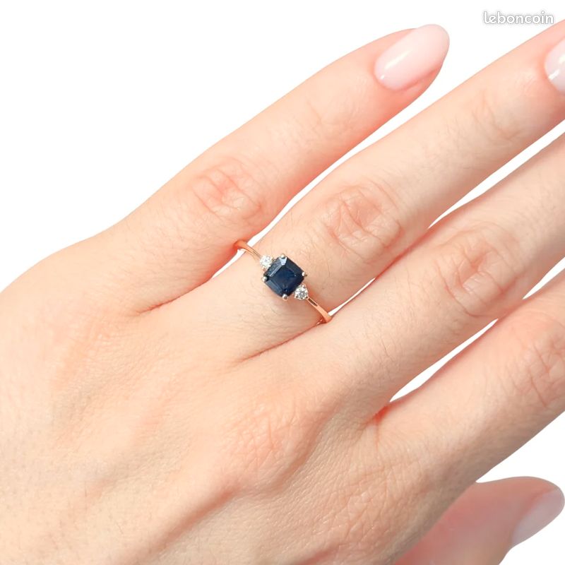 Bague Trilogie - Or Jaune 750 Saphir & Diamants (image 1)