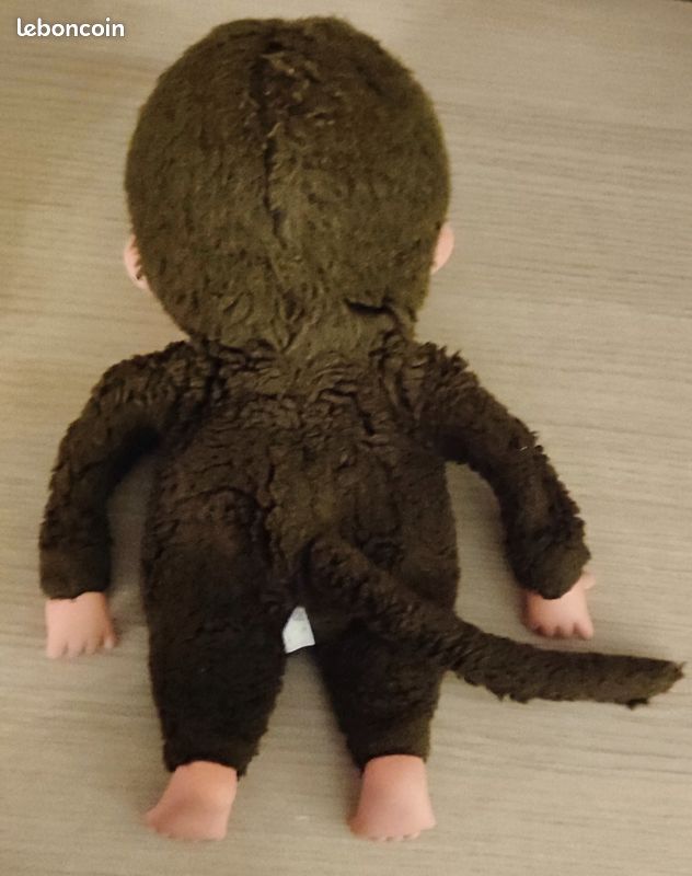 Peluche Singe KIKI LE VRAI AJENA Yeux Marron Bon Anniversaire 1974 19 Cm