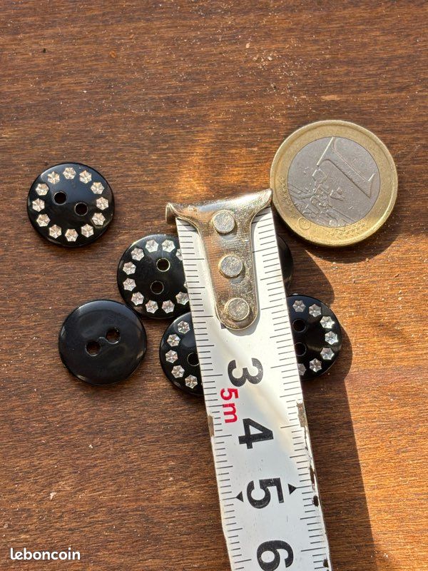 Lot De 6 Boutons Vintage Parme à Effet Strass - Ovale épais, 2.8 Cm - Réf. 4950