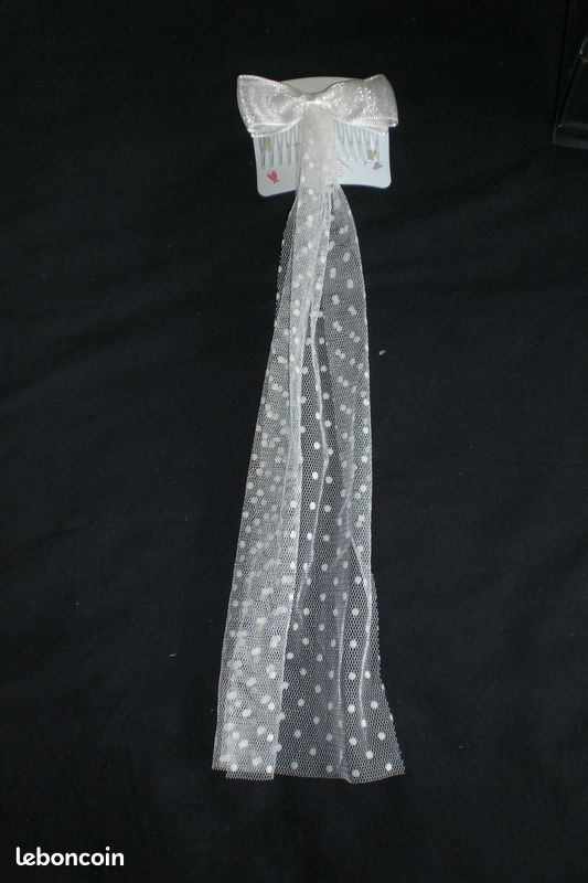 BIJOU DE TETE NOEUD SATIN ET TULLE pour MARIAGE (image 2)