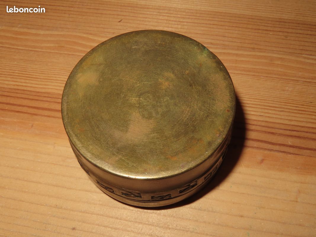 Boîte à Bijoux Ronde Ancienne En Laiton - Petit Coffret Métal Vintage, Occasion