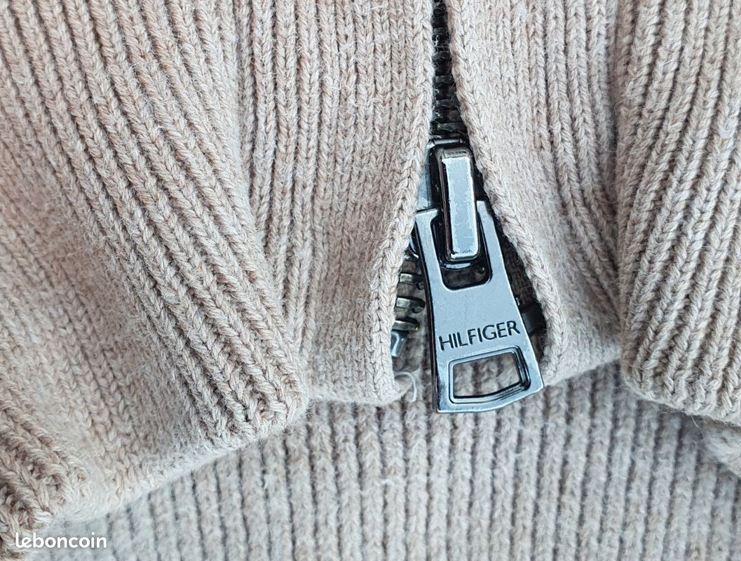 Tommy Hilfiger Half Zip Tshirt Manches Longues Beige - Size S (image 5)