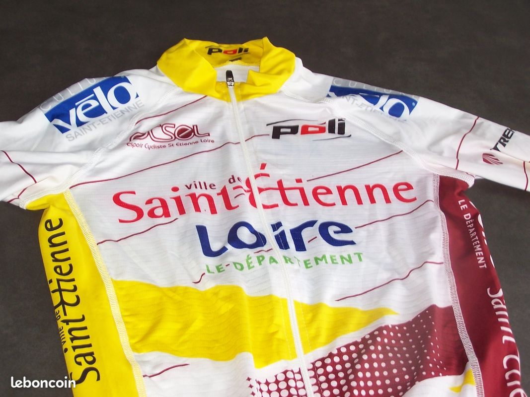 Maillot Cycliste Vintage 70's – CSA DN St Etienne – Rouge, Taille S, Fabrication Française