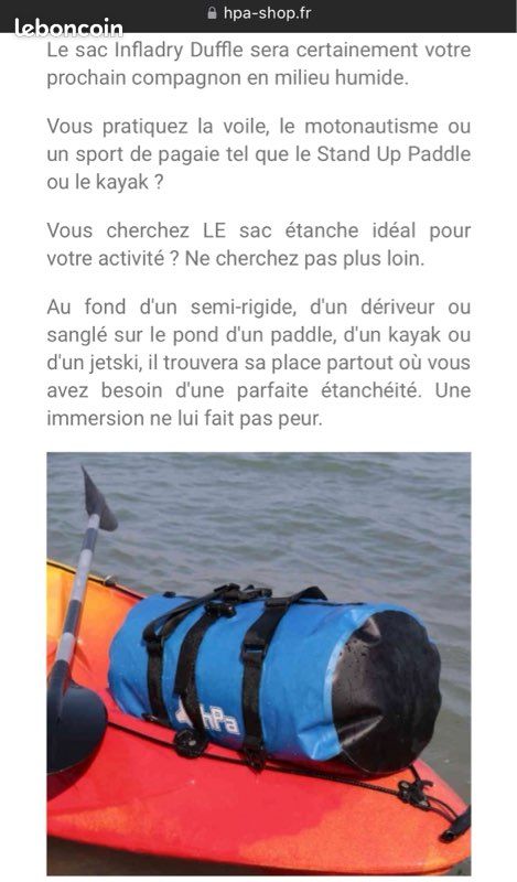 Sac Banane HPA Infladry 6L étanche – Bleu, 27x18x10 Cm, Neuf