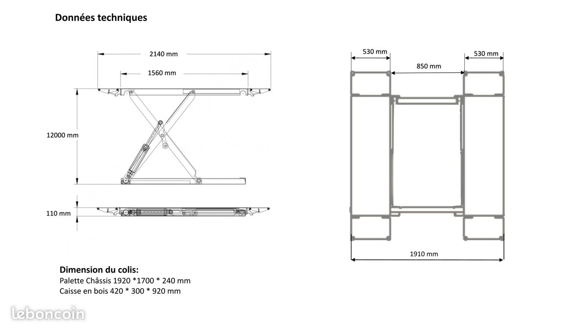 Pont élévateur double rampes 1,20 m 3,5 T (image 9)