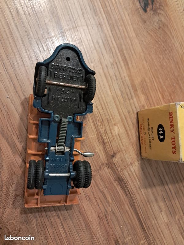 Dinky Toys 34A Berliet Benne Carrières, échelle 1:43, Bleu, Bon état Avec Boîte