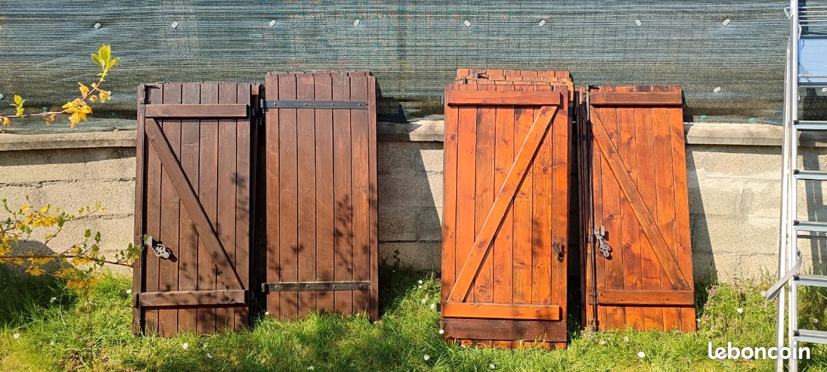 Lot De 4 Volets En Bois Orange - Décoration Murale Rustique Style Chalet