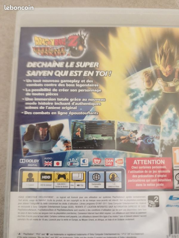 Jeu Dragon Ball Z Ultimate Tenkaichi PS3 Complet Avec Notice - En Très Bon état, Boîte Et Disque Nickel