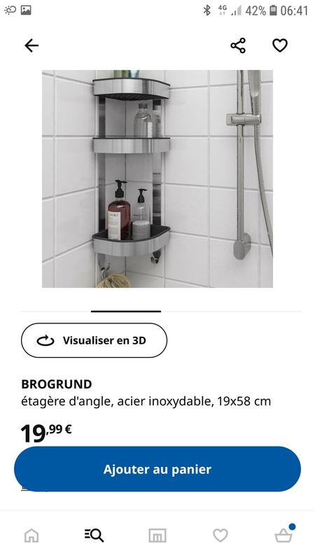 BROGRUND Étagère d'angle, acier inoxydable, 19x58 cm - IKEA