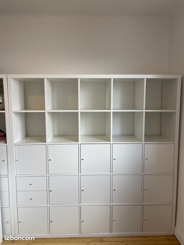 Meuble kallax 5x5 avec portes et tiroirs, 1 ou 2 modules disponibles (image 1)