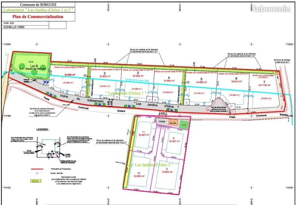 Terrain 900 m² · à Sorgues · 175 000 €