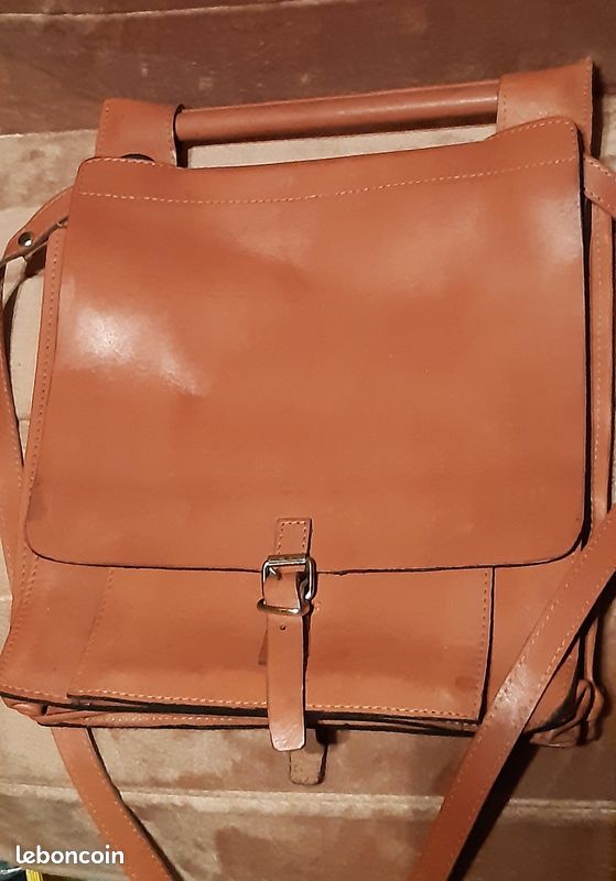 Sacoche cuir marron homme (image 1)