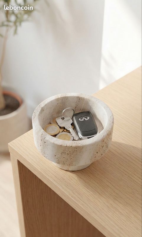 Bougeoirs En Travertin Naturel - Lot De 2 - Design Circulaire Pour Bougies Chauffe-plat Ou Piliers - 7x4 Cm