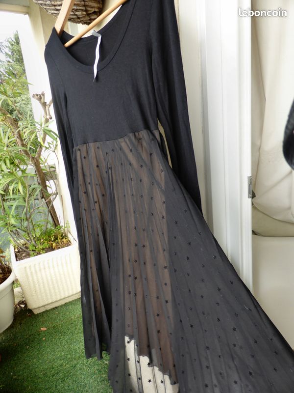 Robe COP COPINE Modèle FUZZ Taille 36 En Noir - Coupe Mixte Polyester/viscose/coton - Longueur 82 Cm - Très Bon état