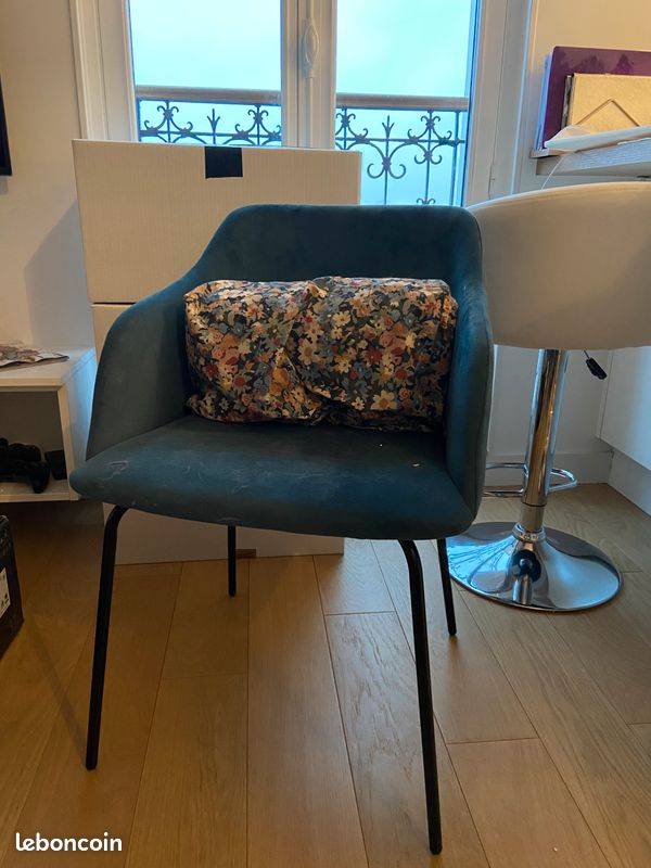 Fauteuil bleu canard comme neuf (image 1)